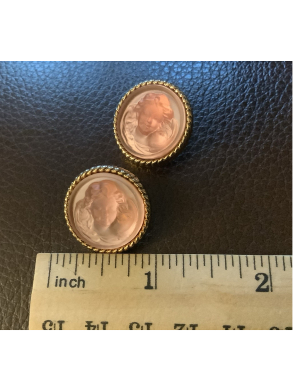 Goddess Lucite VTG Angel Earrings Cameo Portrait Gold Museum Frosted Victorian - Picture 7 of 7